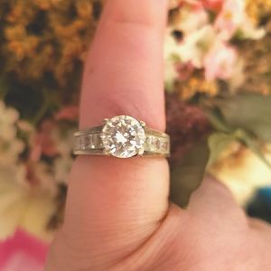 Estate solid 925 silver CZ diamond engagement ring